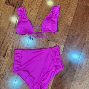SoLuna Swim Hot Pink High Waisted Bikini Set M